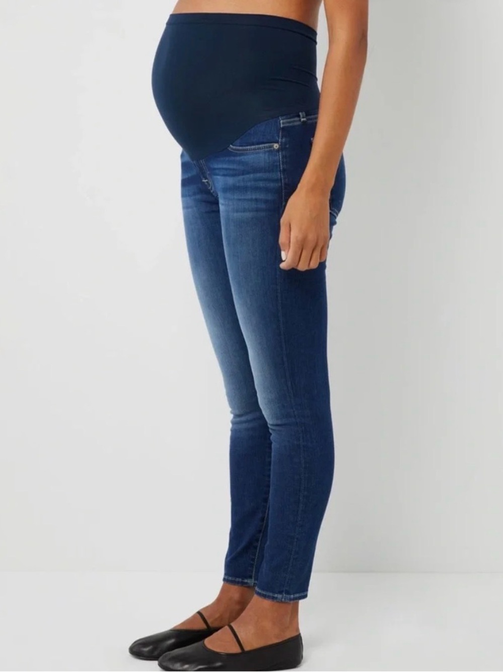 7 For All Mankind Navy Belly-Panel Dark Blue Skinny Jeans